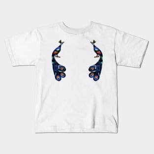 Pair of Stained Glass Peacocks Kids T-Shirt